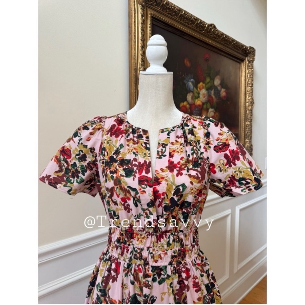 Anthropologie Somerset Floral Cotton Maxi Dress Pink Cottagecore Size S NWT - Picture 13 of 17
